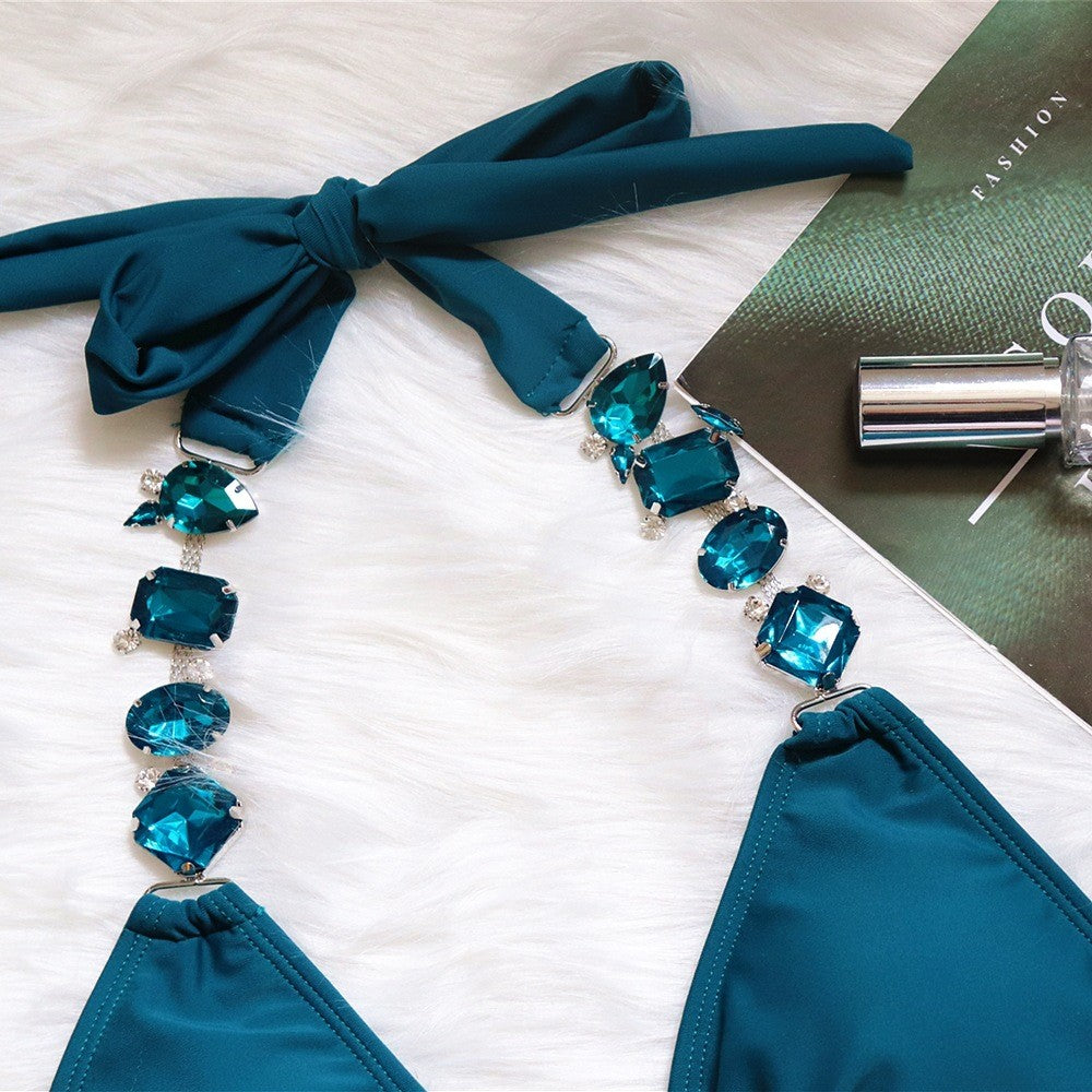 Luxury Rhinestone Halter Diamond Bikini