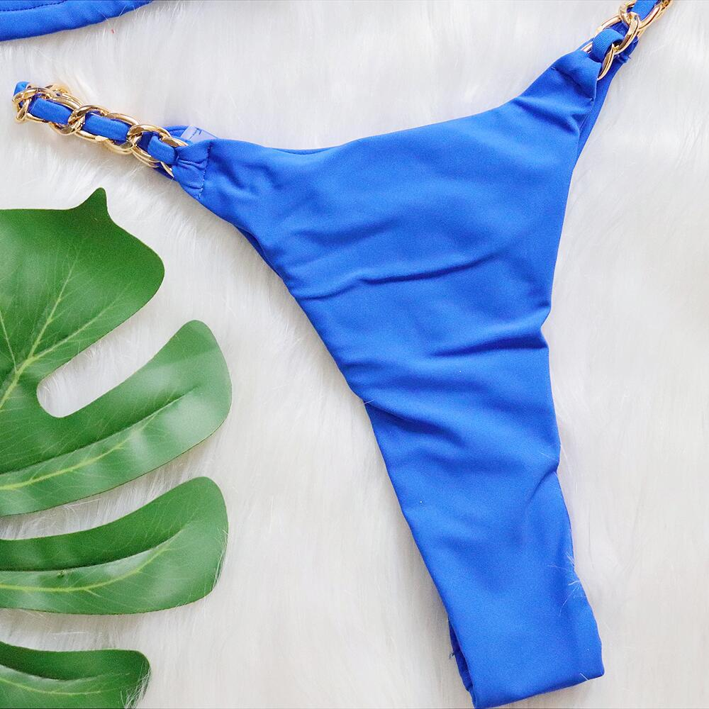 Sexy Micro Triangle Metal Chain Bikini