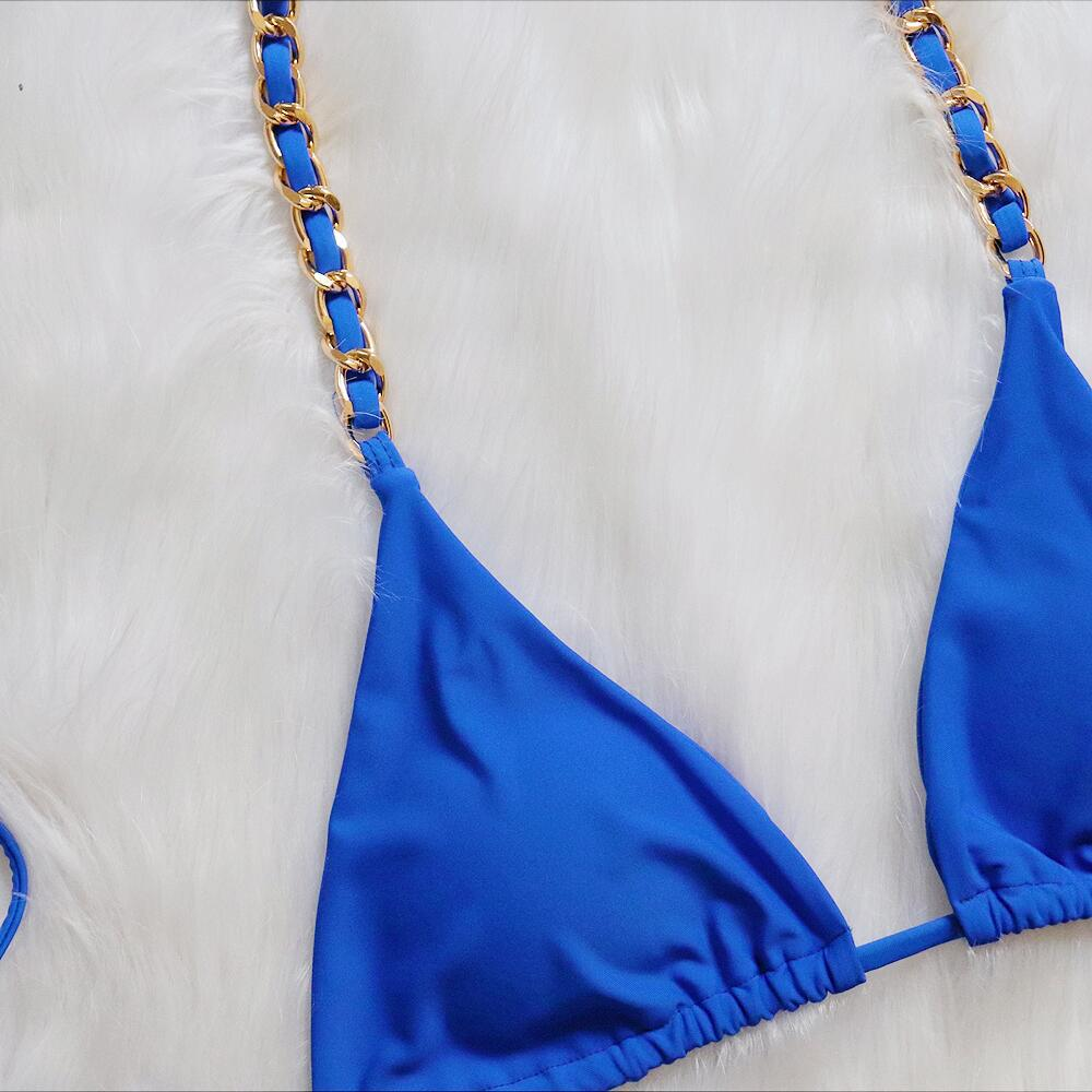 Sexy Micro Triangle Metal Chain Bikini