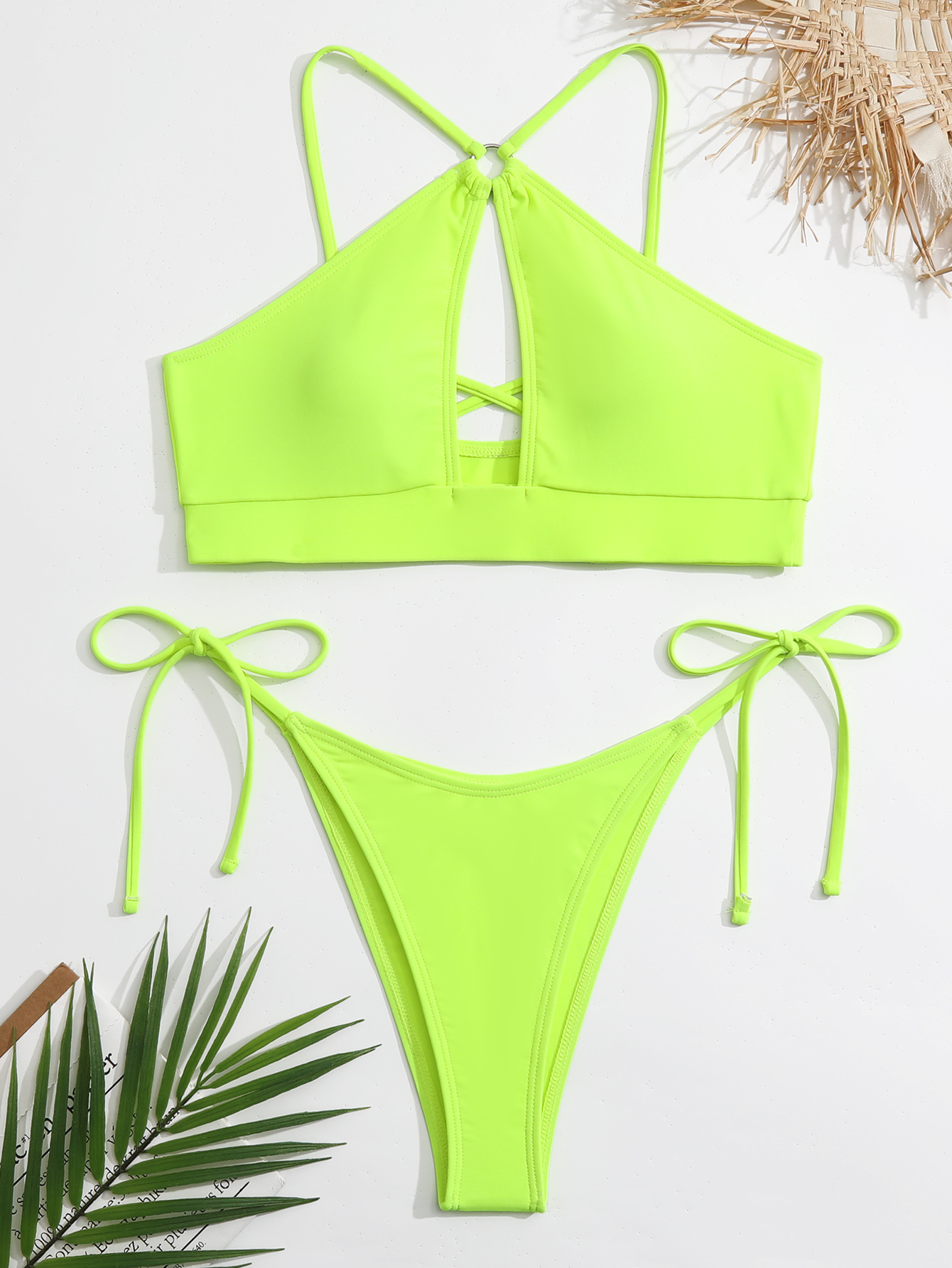 Sexy Cross Halter Hollow Out Bikini