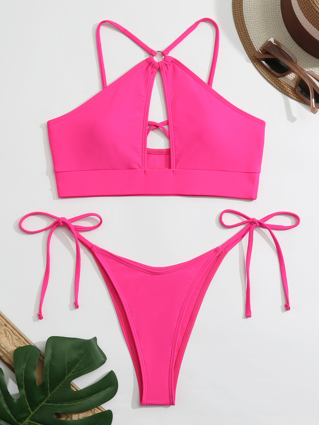 Sexy Cross Halter Hollow Out Bikini