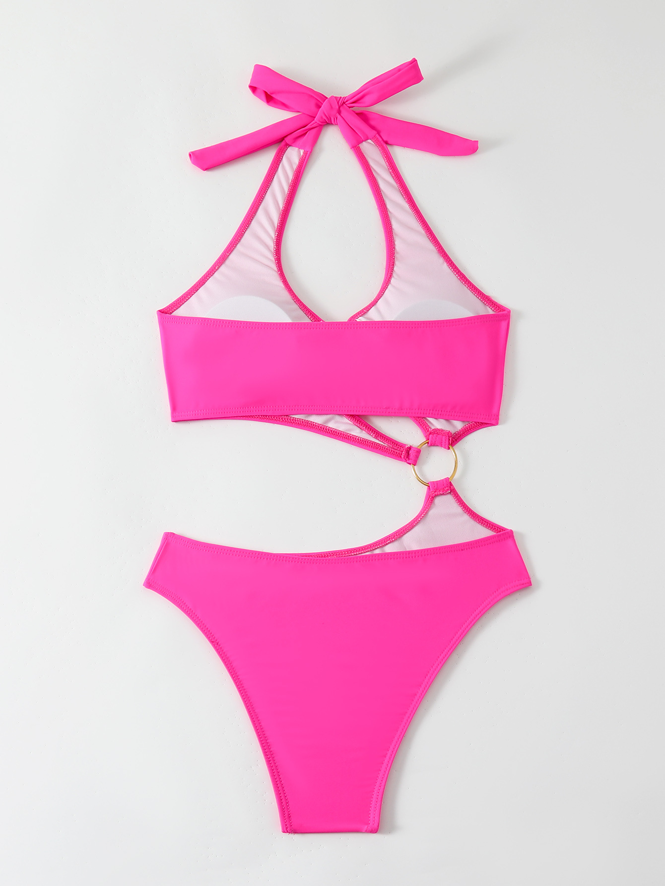 Sexy Halter Asymmetric Cut Out Swimsuit