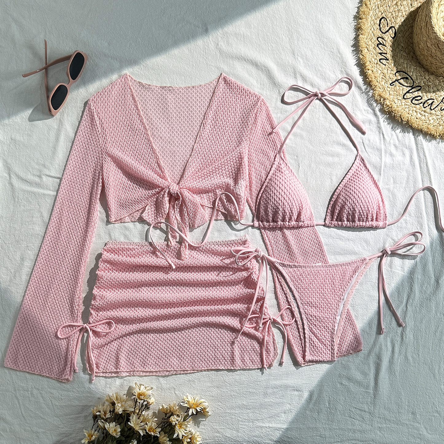 Solid Sexy Four-Piece Swimwear