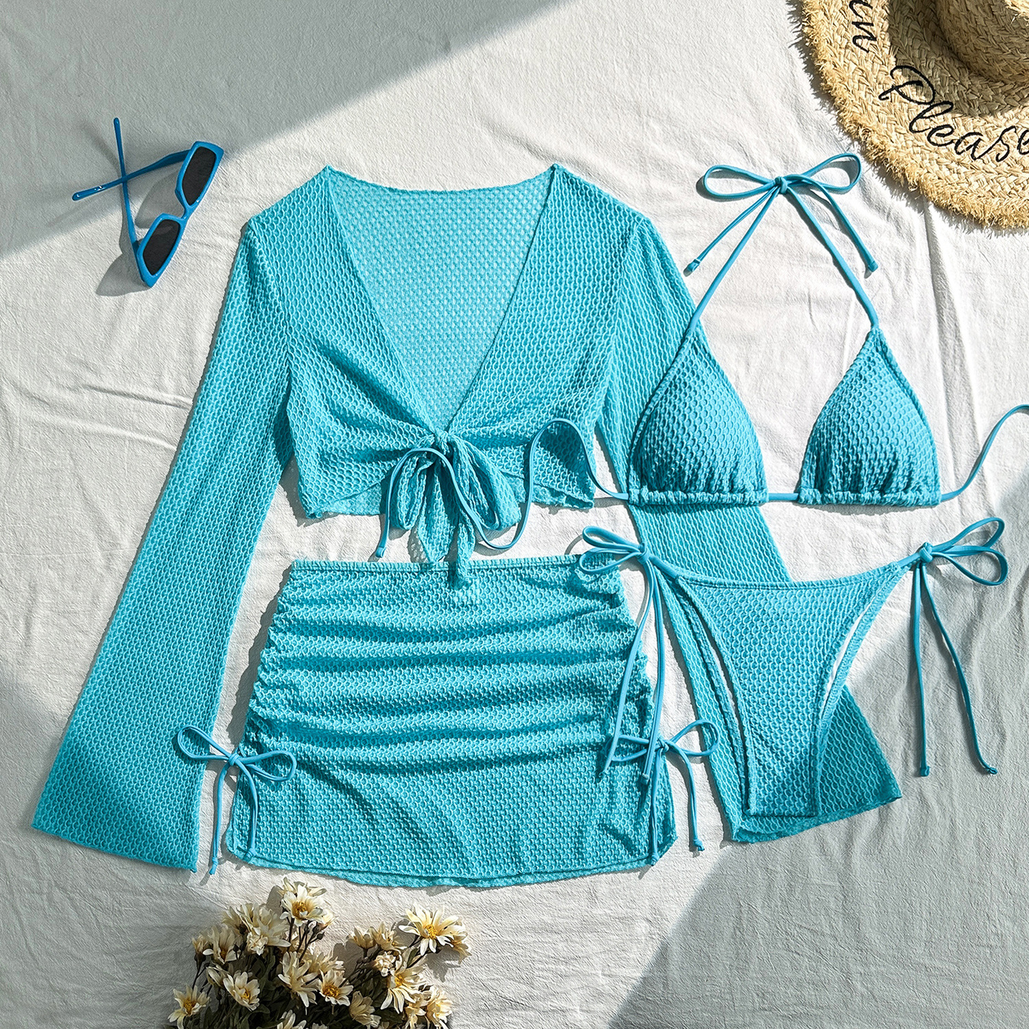 Solid Sexy Four-Piece Swimwear