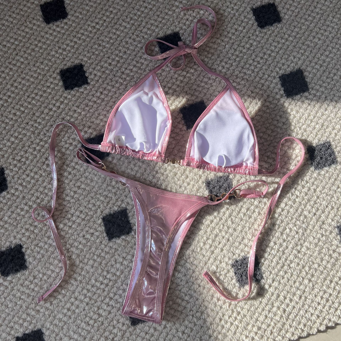 Shiny Color Micro Pearls Bikini
