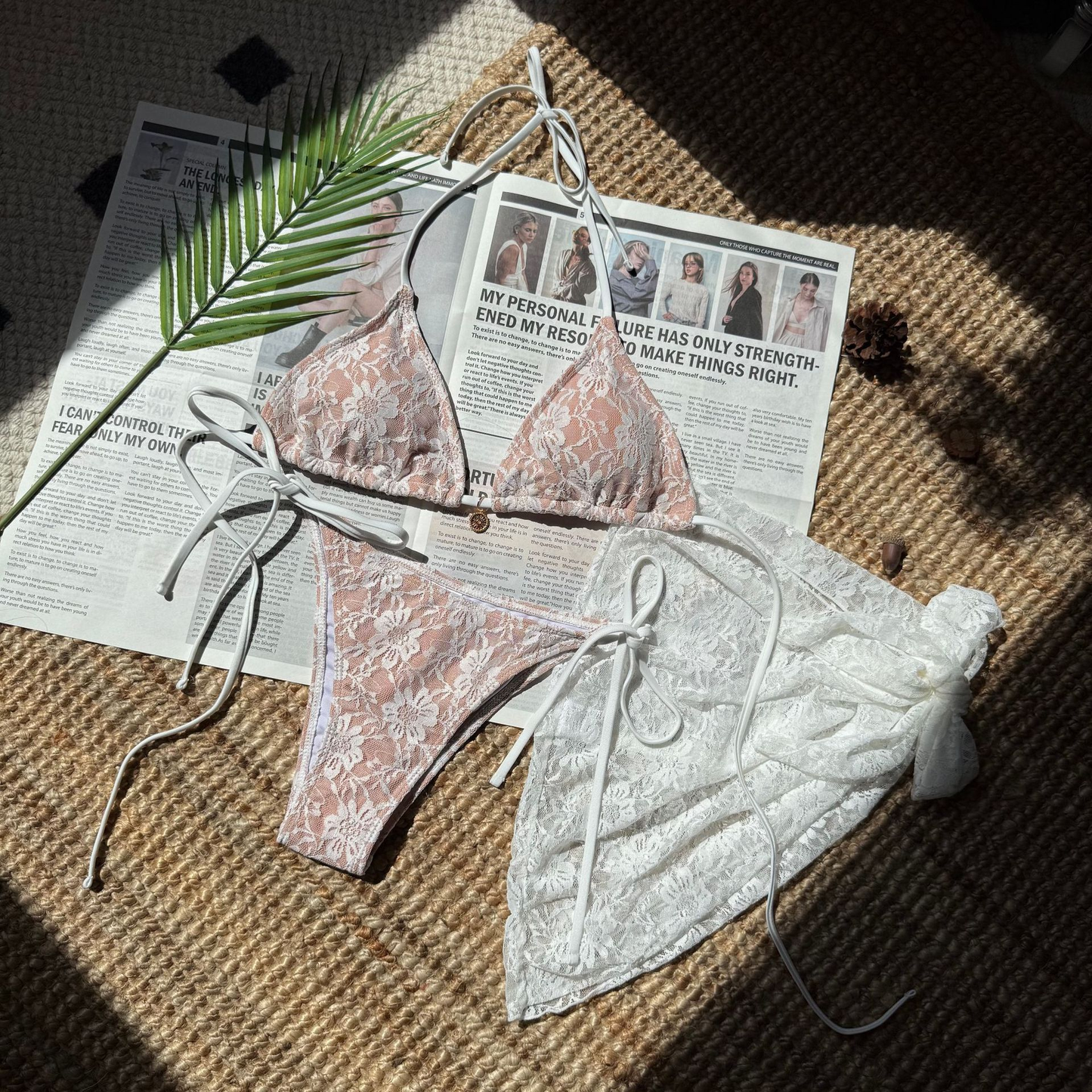 3PCS Sexy Lace Brazilian Bikini Set