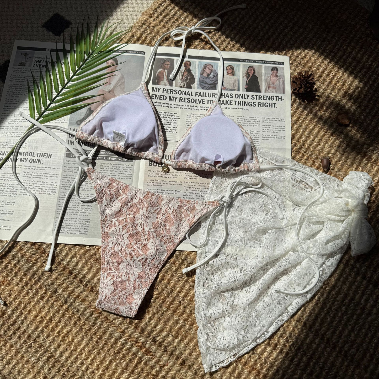 3PCS Sexy Lace Brazilian Bikini Set