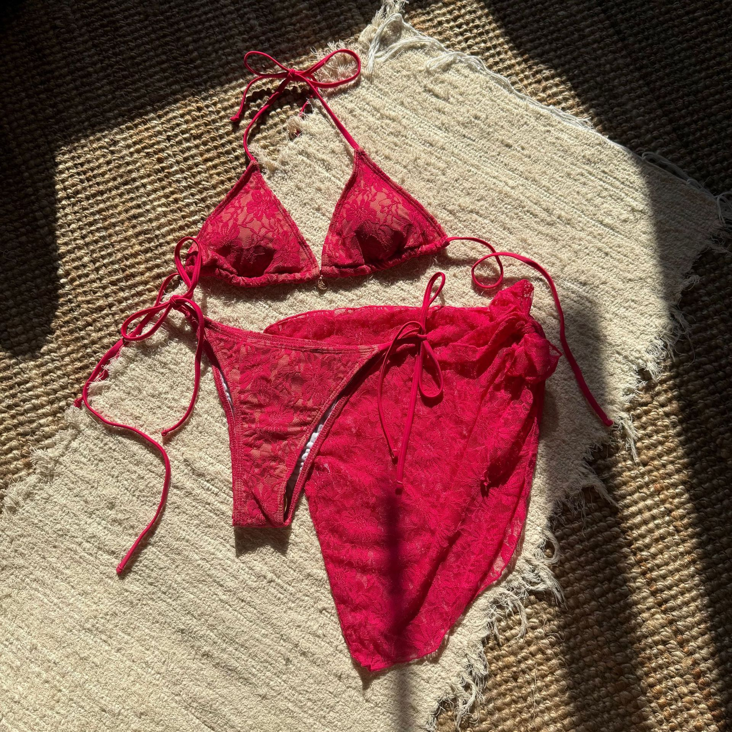 3PCS Sexy Lace Brazilian Bikini Set