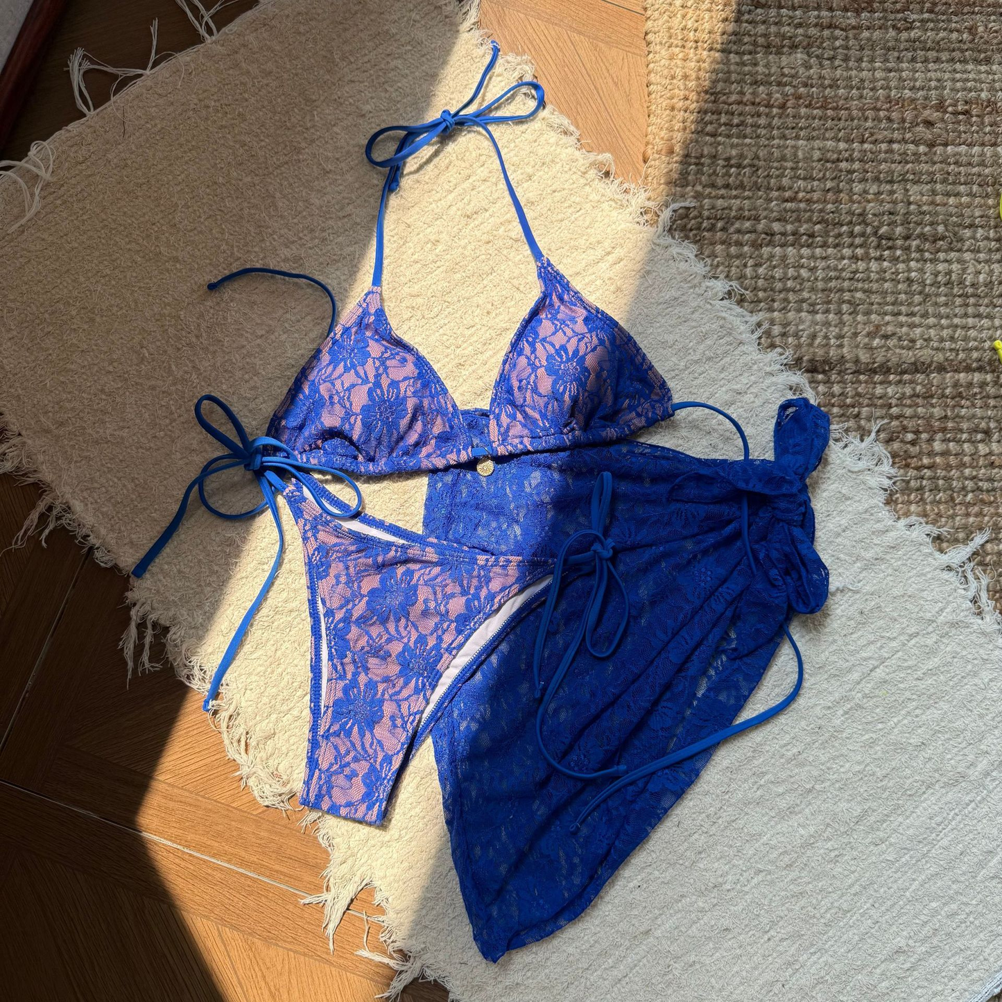 3PCS Sexy Lace Brazilian Bikini Set