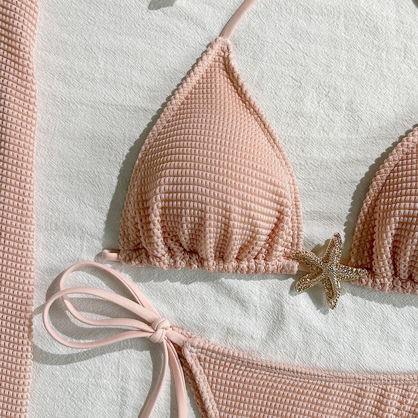 3PCS Metal Star Halter With Skirt Bikini
