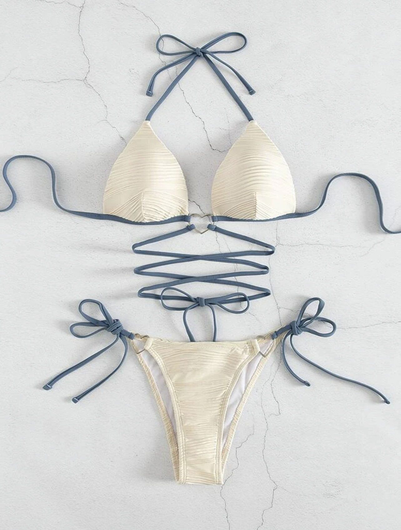 Trendy Heart Crisscross Halter Bikini