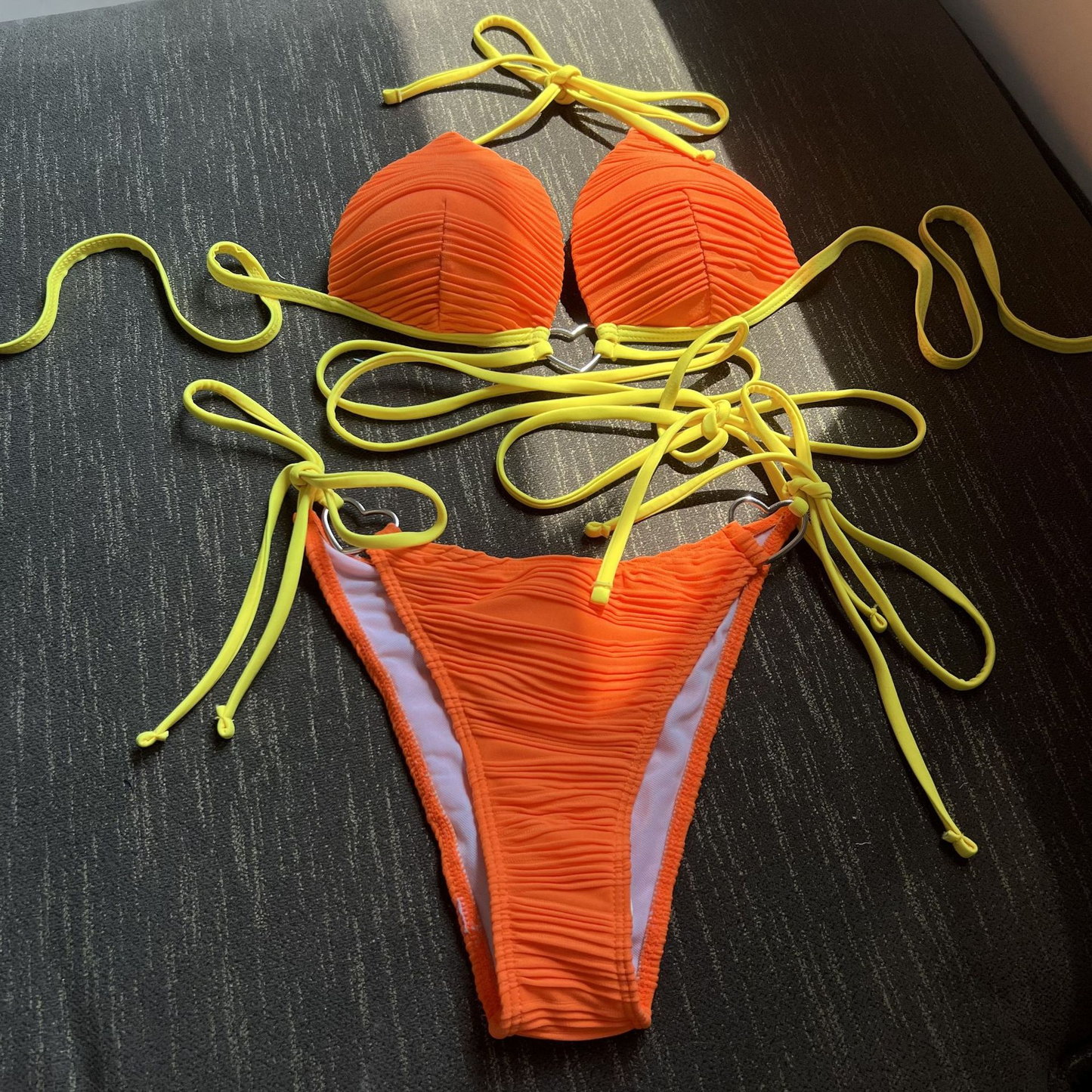 Trendy Heart Crisscross Halter Bikini