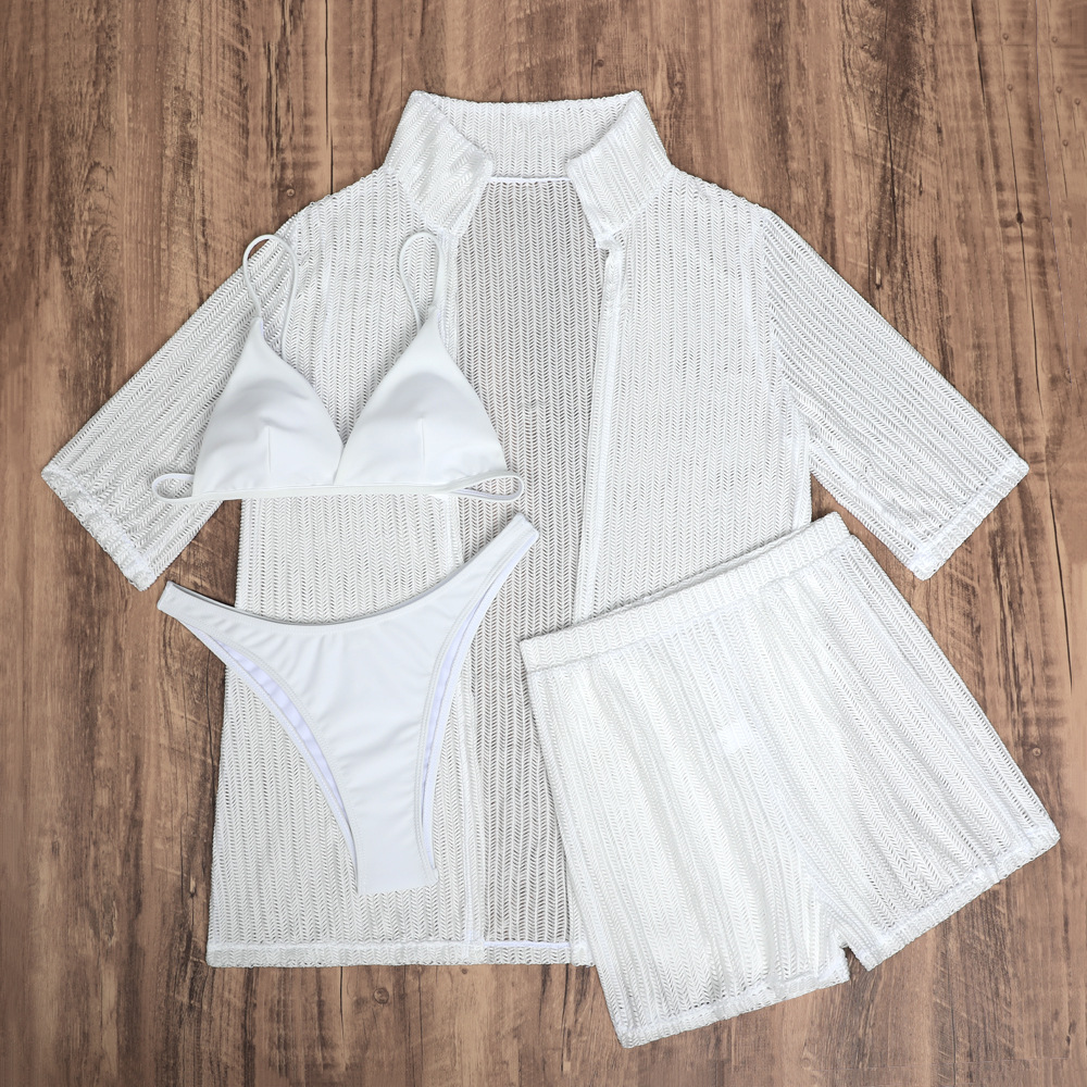 4PCS Half Sleeve Cover Up Panties Swimsuit set