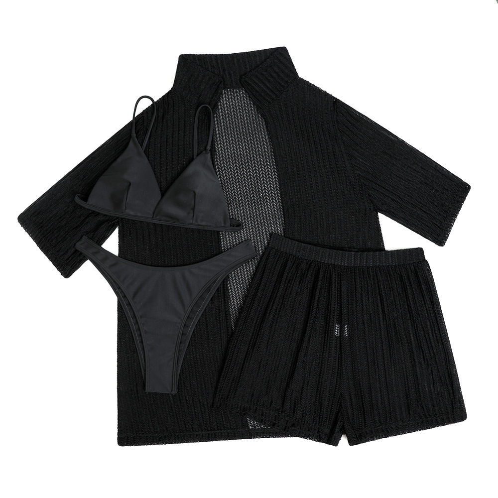 4PCS Half Sleeve Cover Up Panties Swimsuit set