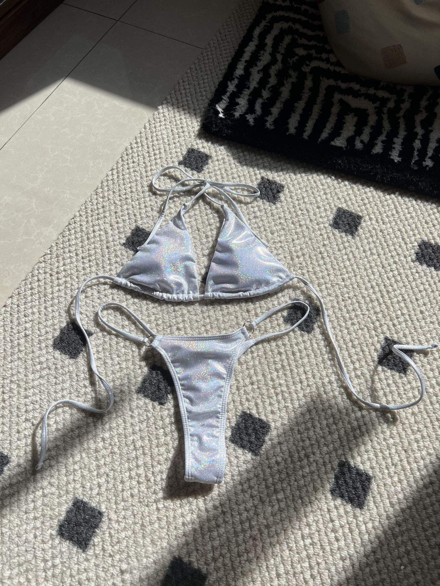 Shiny Glitter Micro Thong Bikini Set