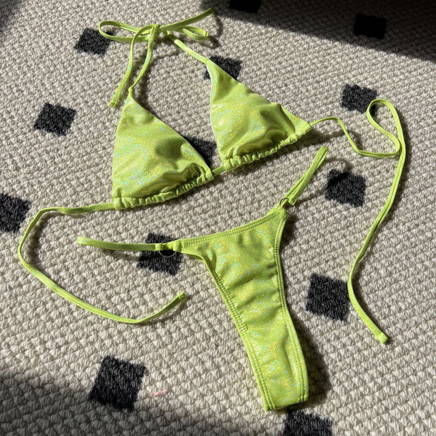 Shiny Glitter Micro Thong Bikini Set