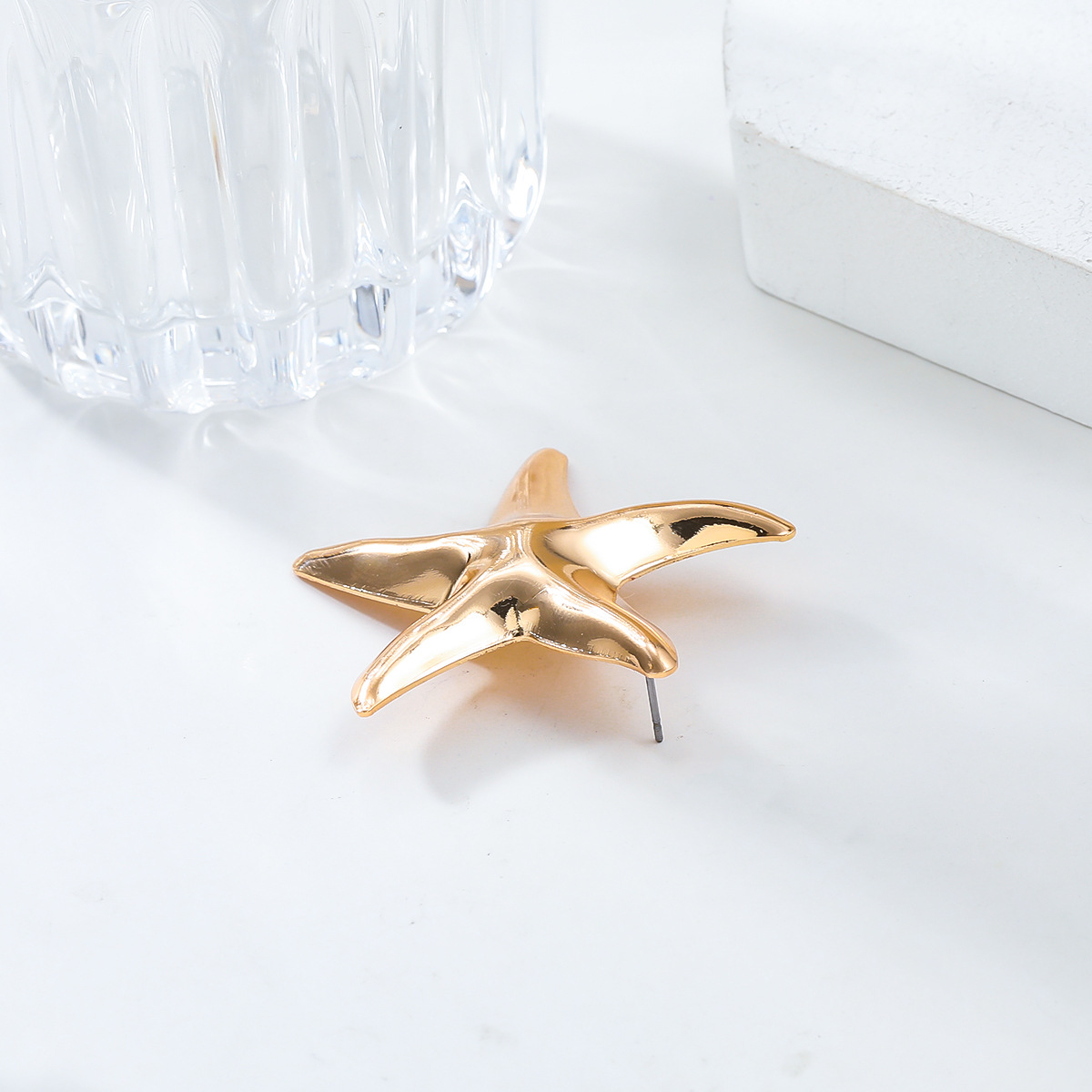 Punk Metal Gold Silver Starfish Stud Earrings