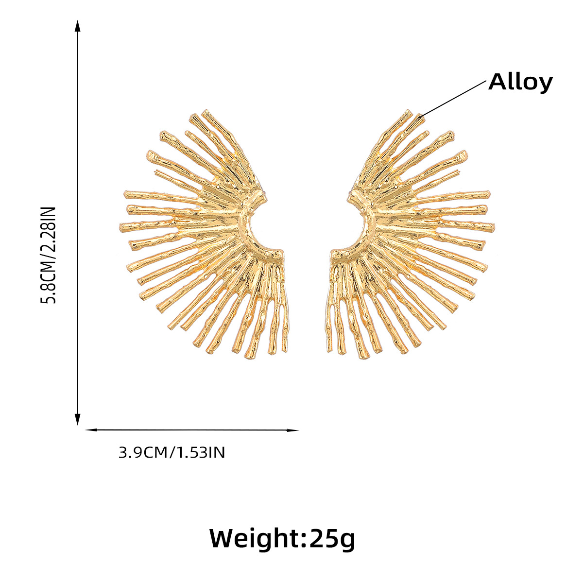 Vintage Metal Fashion Alloy Half Sun Flower Earrings