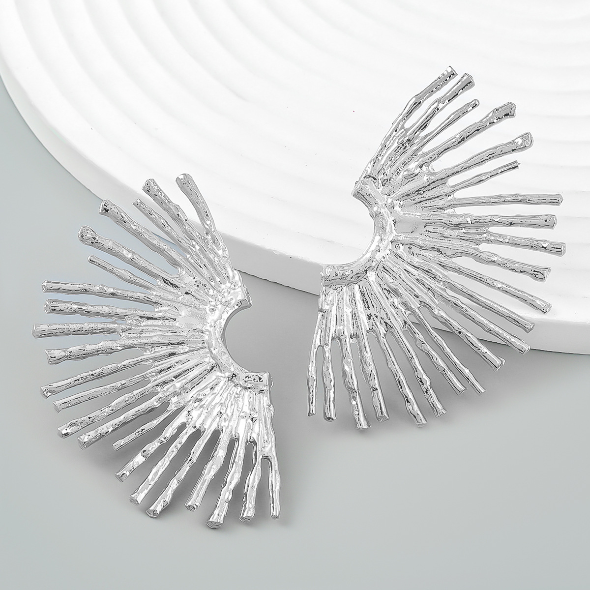 Vintage Metal Fashion Alloy Half Sun Flower Earrings