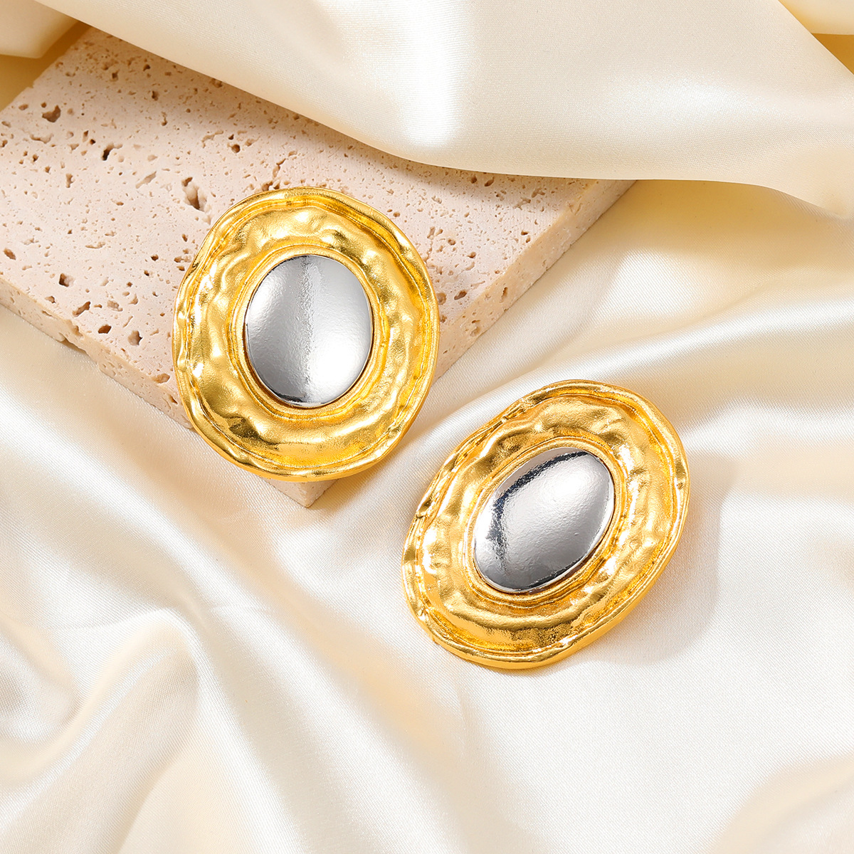 Exaggerated Large Round Circle Stud Earrings Piercing Earring Steampunk