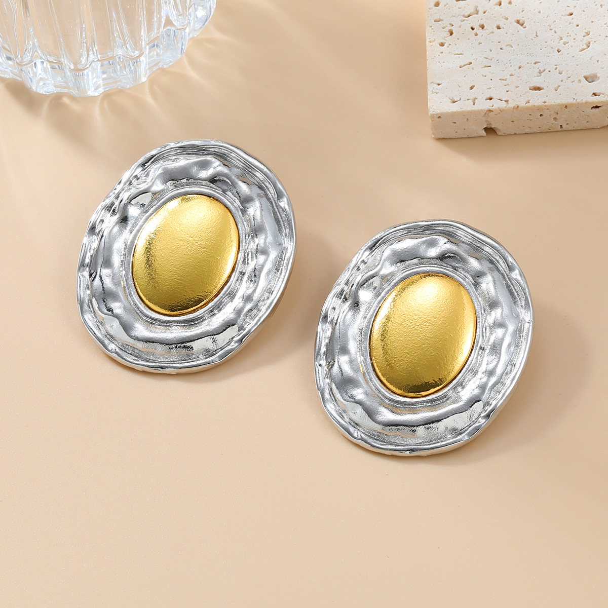 Exaggerated Large Round Circle Stud Earrings Piercing Earring Steampunk