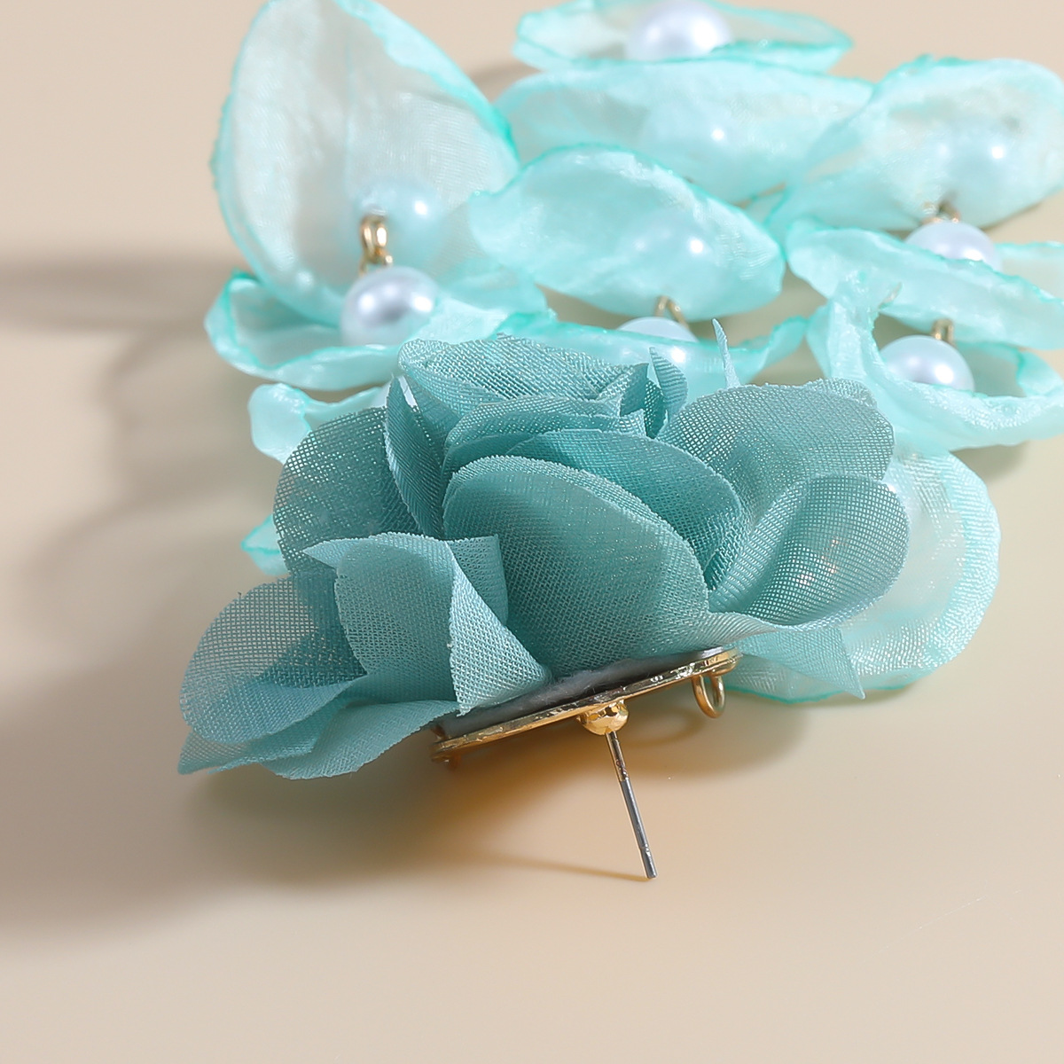 Elegant Yarn Flower Beads Charm Long Dangle Earrings