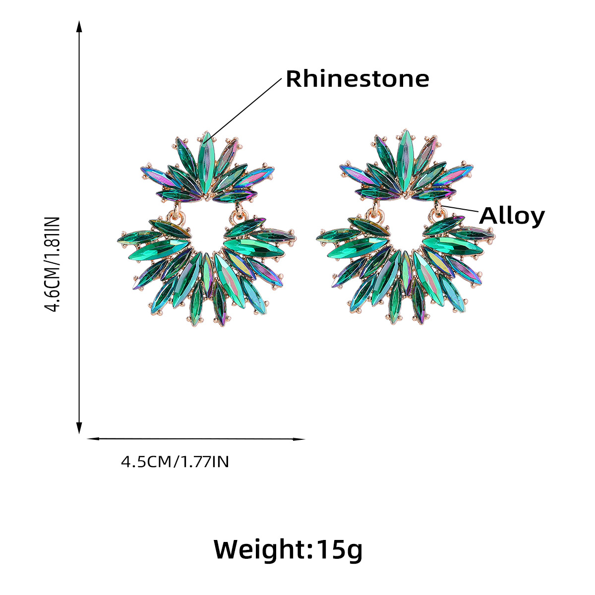 Luxury Geometric Rhinestone Pendants Earrings Bohemian Jewelry