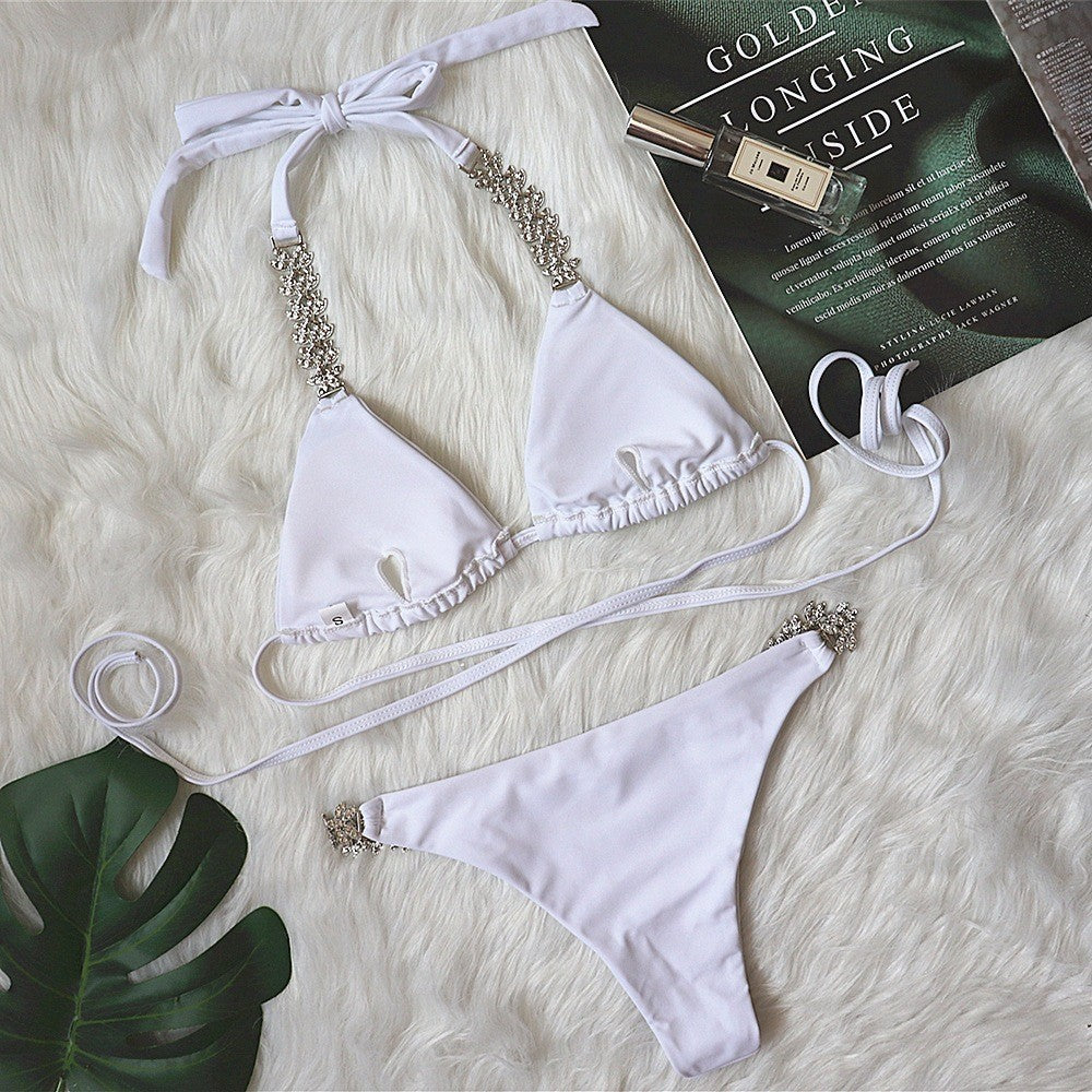 Classic Halter Rhinestone Diamond Bikini