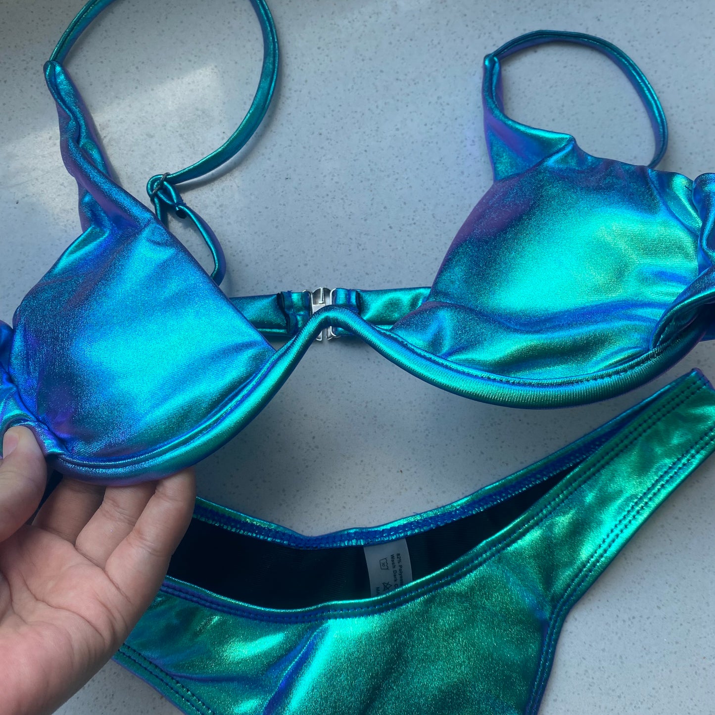 Sexy Unique holographic Blue Swimwear