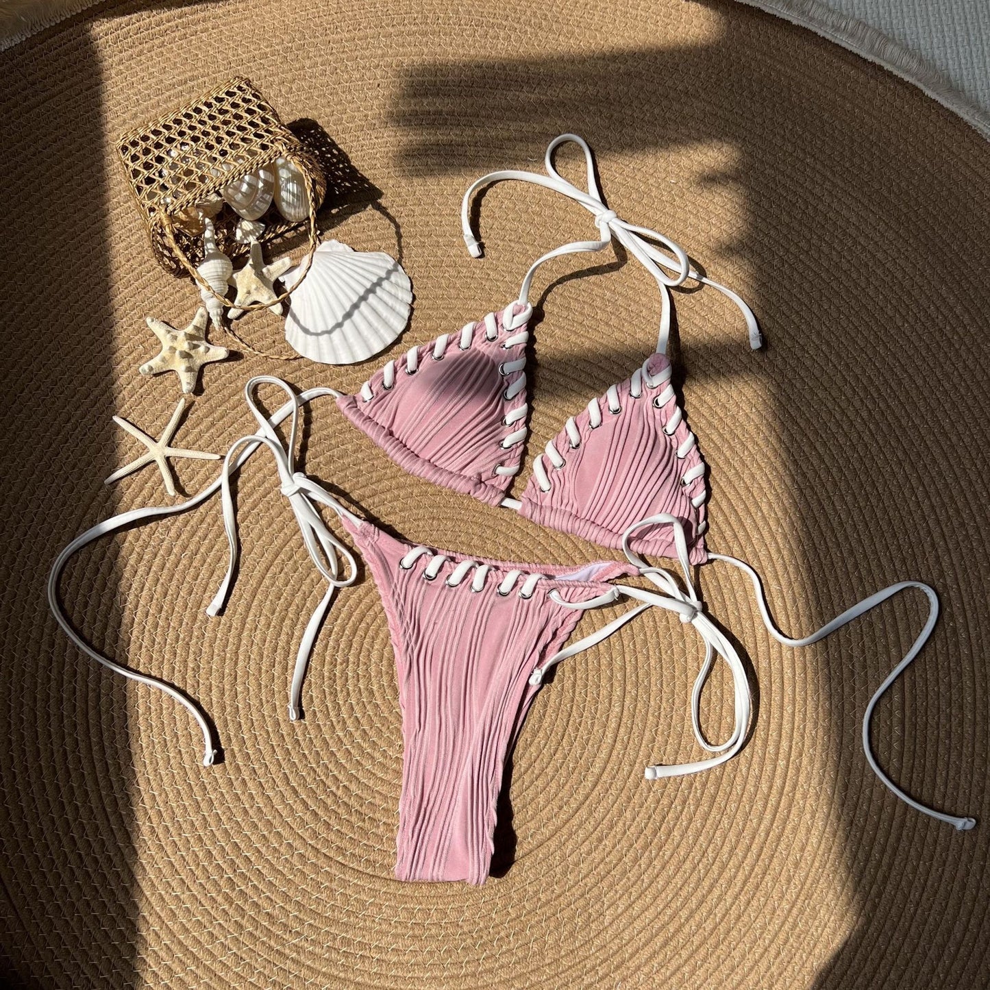 Micro Halter Wrinkled Weave Bikini