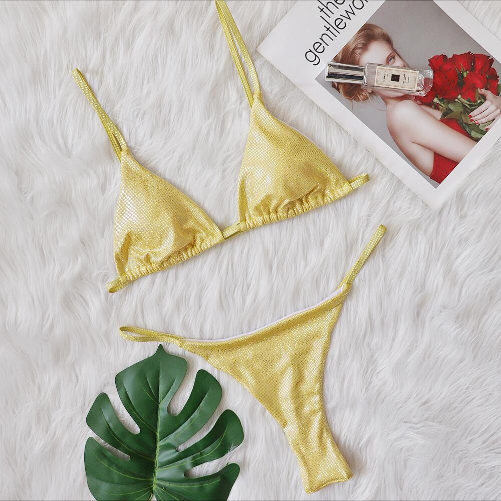Sexy Micro Rhinestones Thong T-Back Bikini