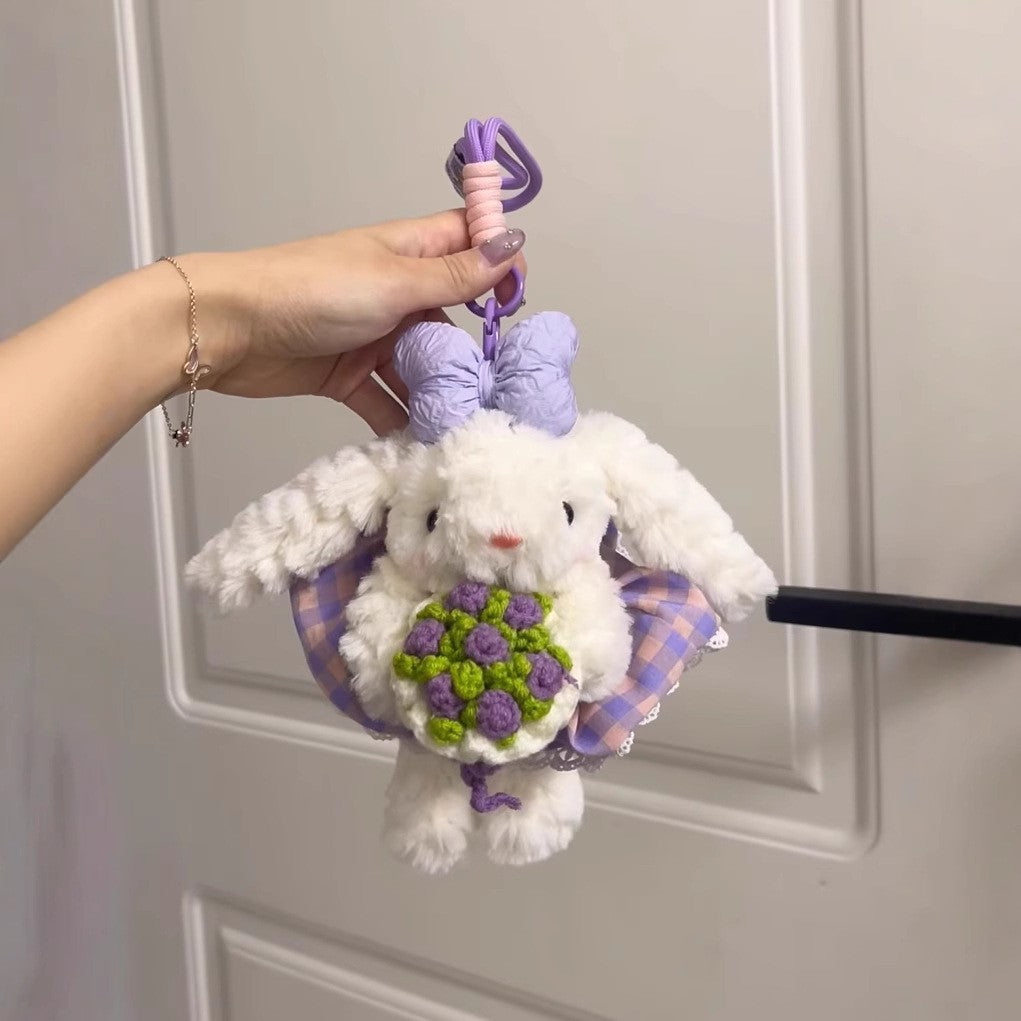 Flower Rabbit Plush Stuffed Pendant Backpack Decoration Plush Doll