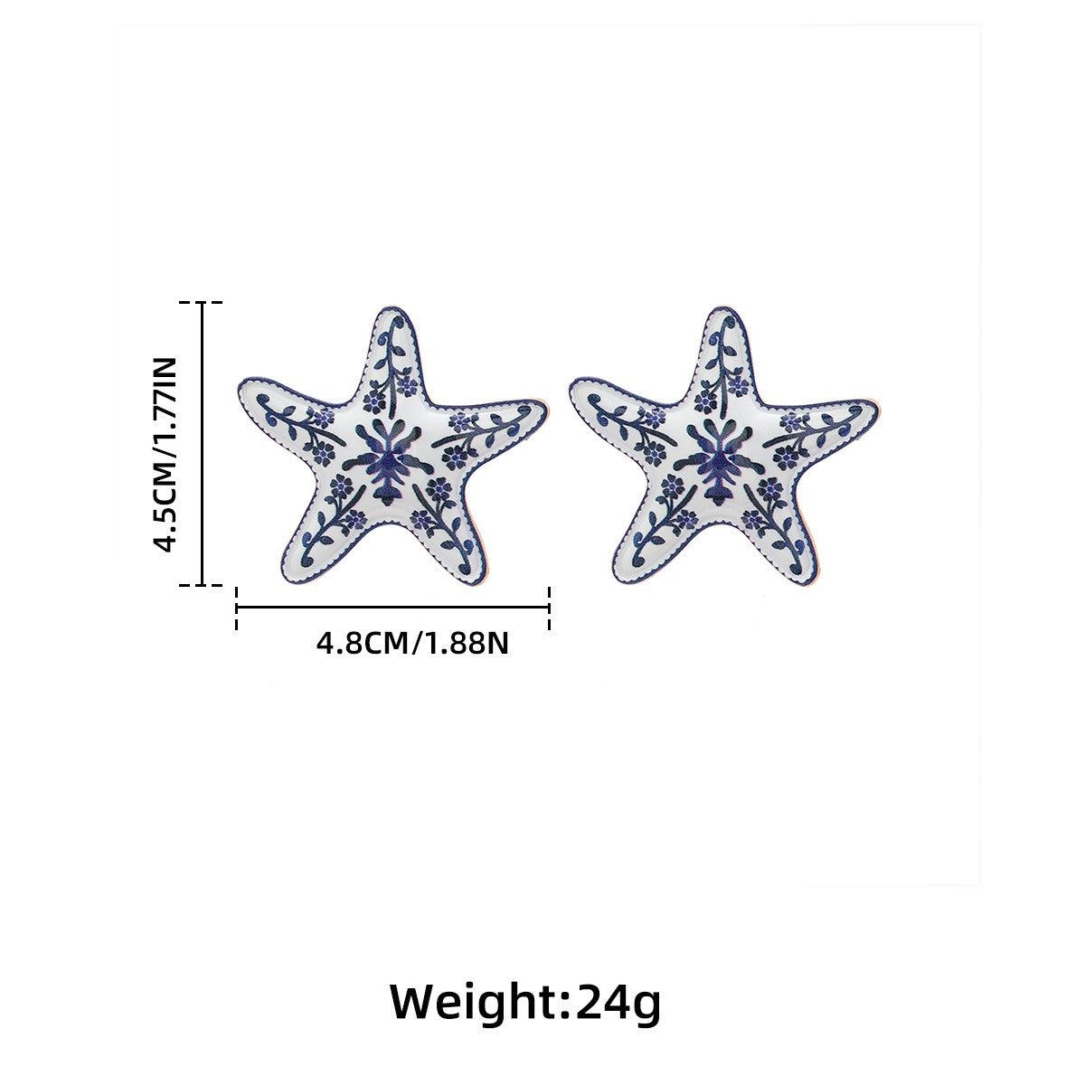 Fashion Unique Painted Flower Starfish Stud Earrings