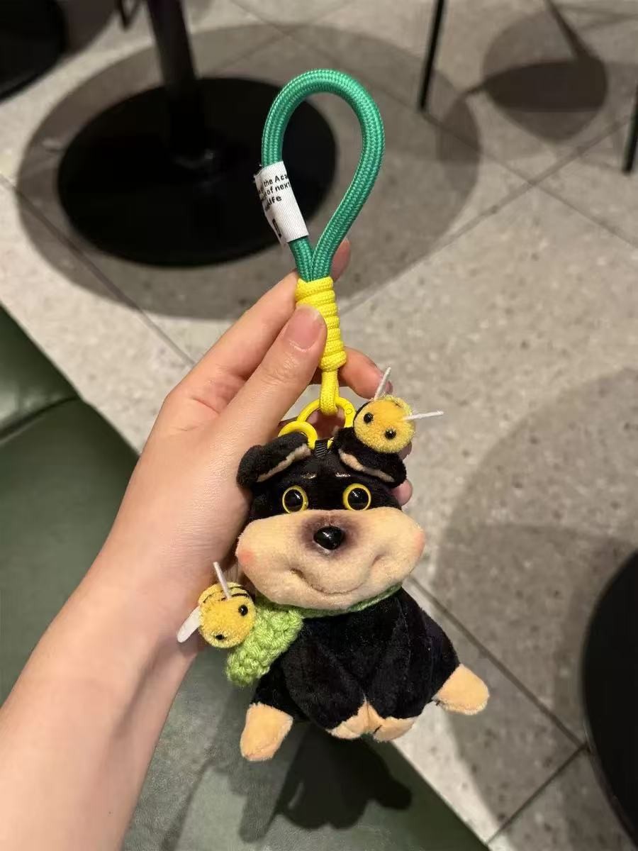 Bee Puppy Bag Pendant Plush Doll Keychain Pendant