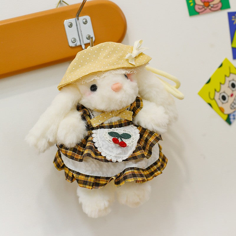 Bow Plush Rabbit Keychain Princess Pearl Dress Pendant