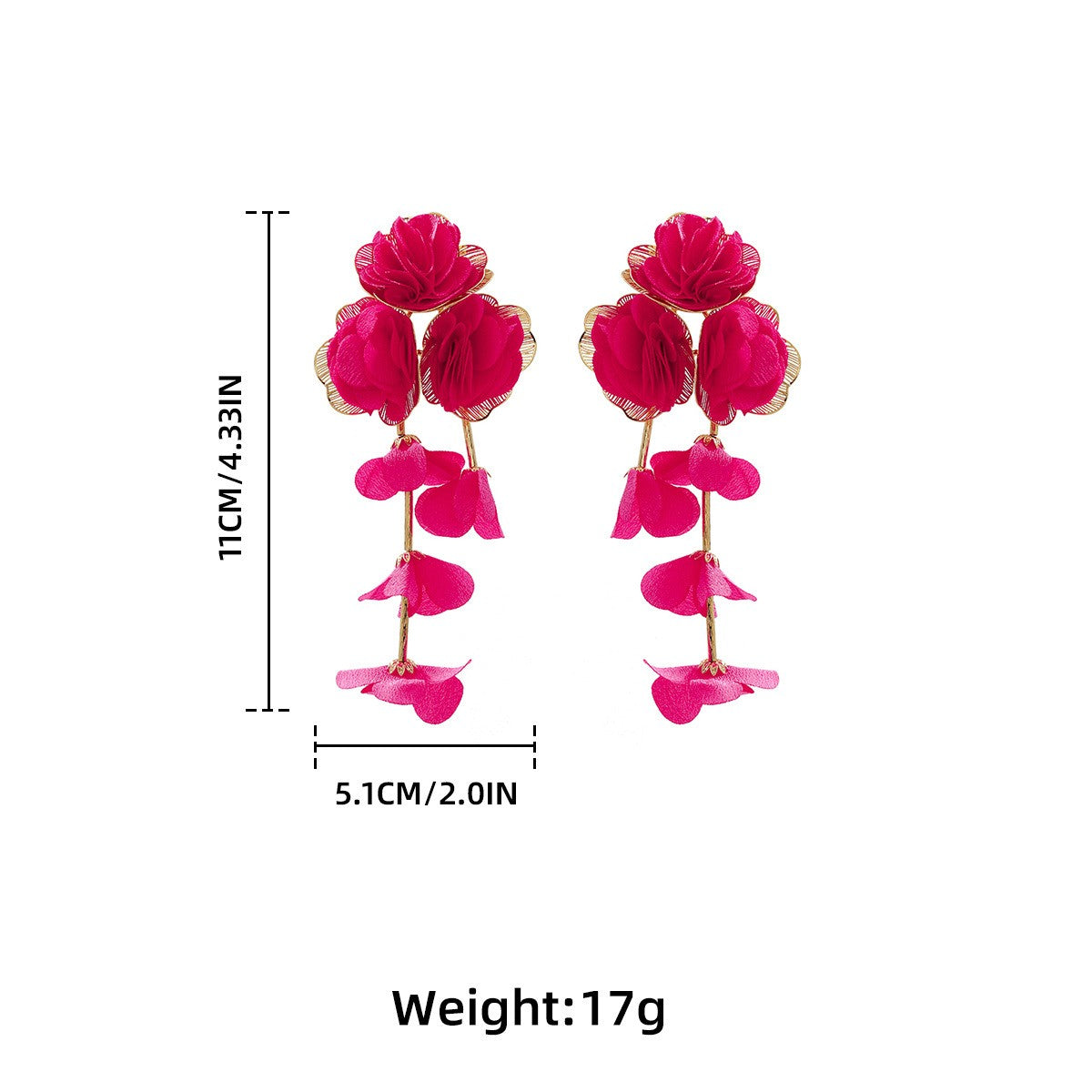 Chiffon Flowers Tassel Earrings Vacation Style Sweet Drop Earring
