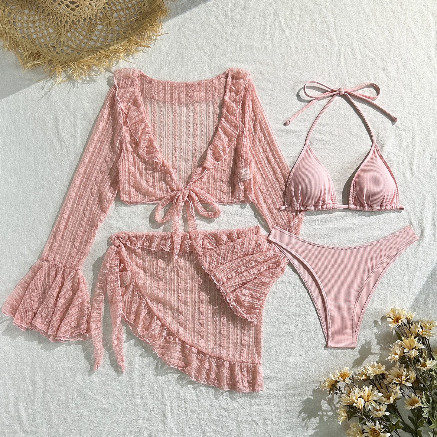 Four-piece Long-sleeve Cover-up Swimwear