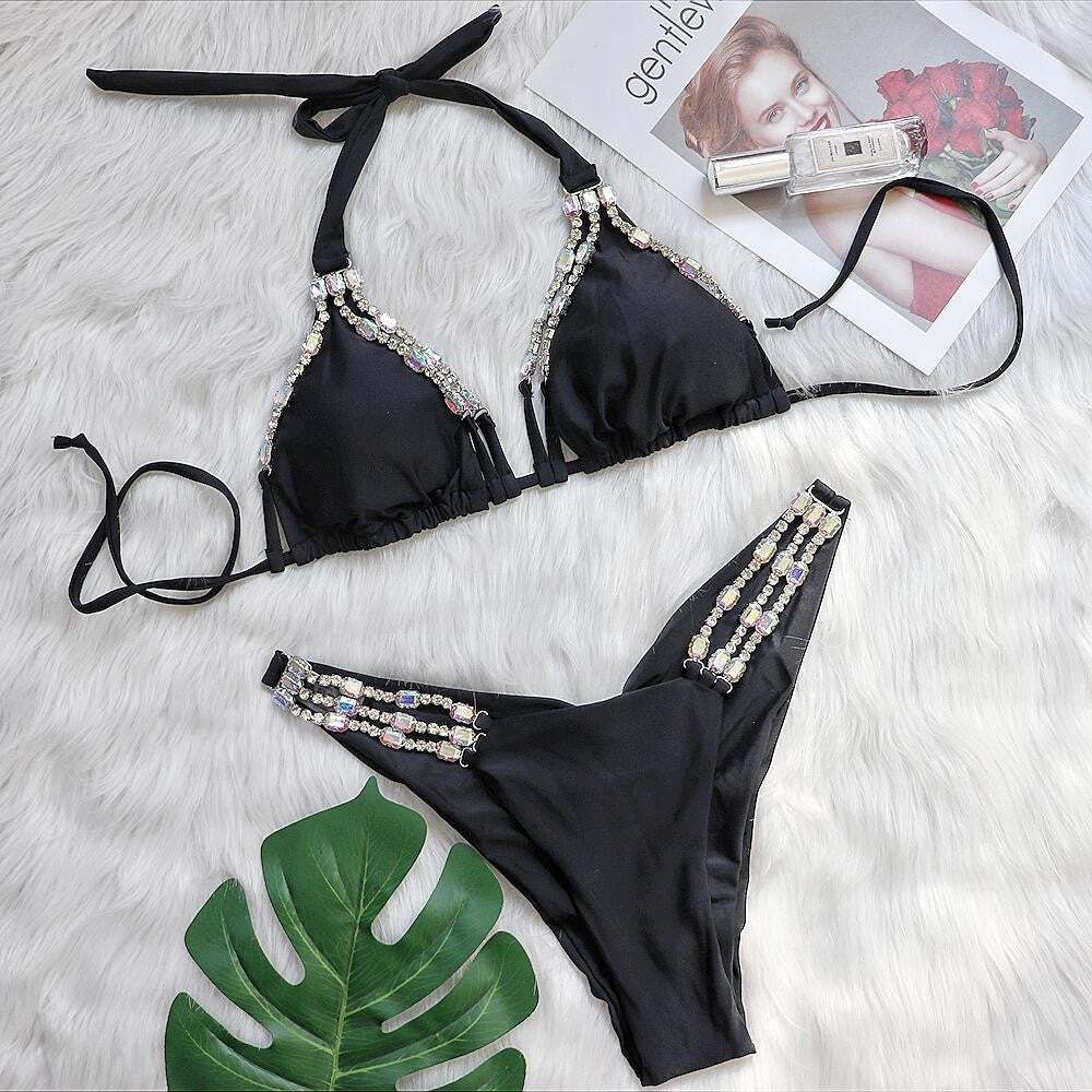 Rhinestone Luxury Crystal String Bikini Set