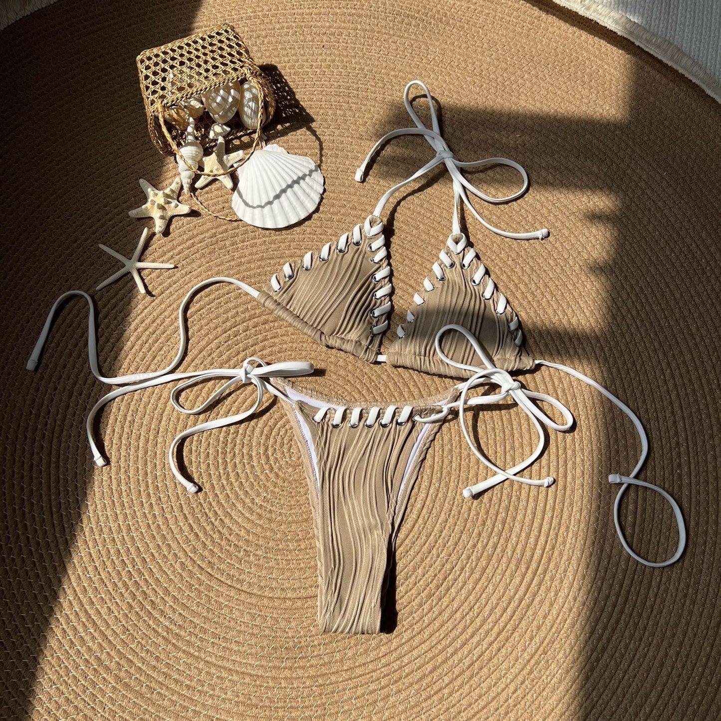 Micro Halter Wrinkled Weave Bikini
