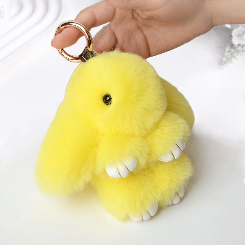 Fluffy Rabbit Fur Pompon Bunny Keychain