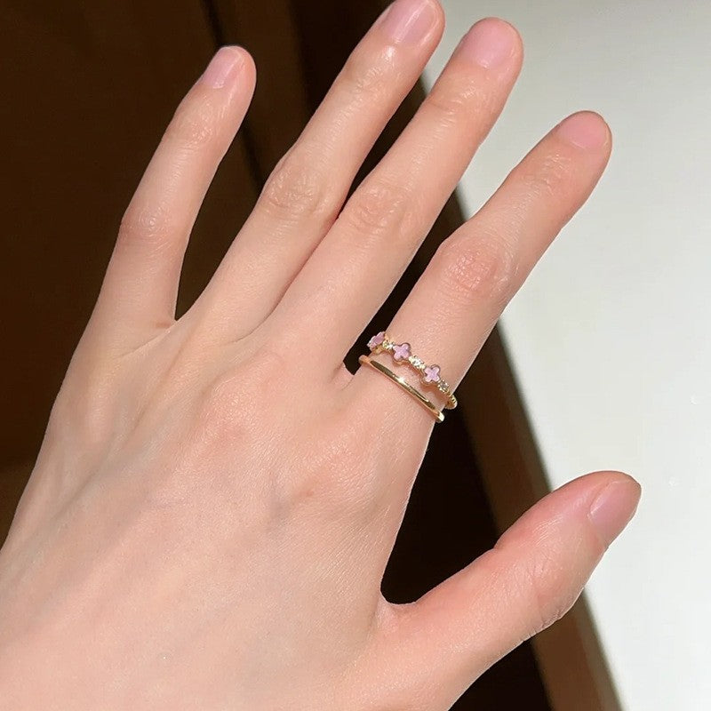 Fashion Gold Plated Butterfly Flower Finger Ring Birthday Gifts