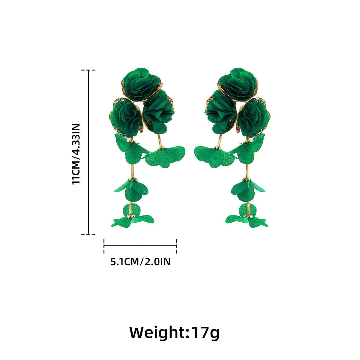 Chiffon Flowers Tassel Earrings Vacation Style Sweet Drop Earring