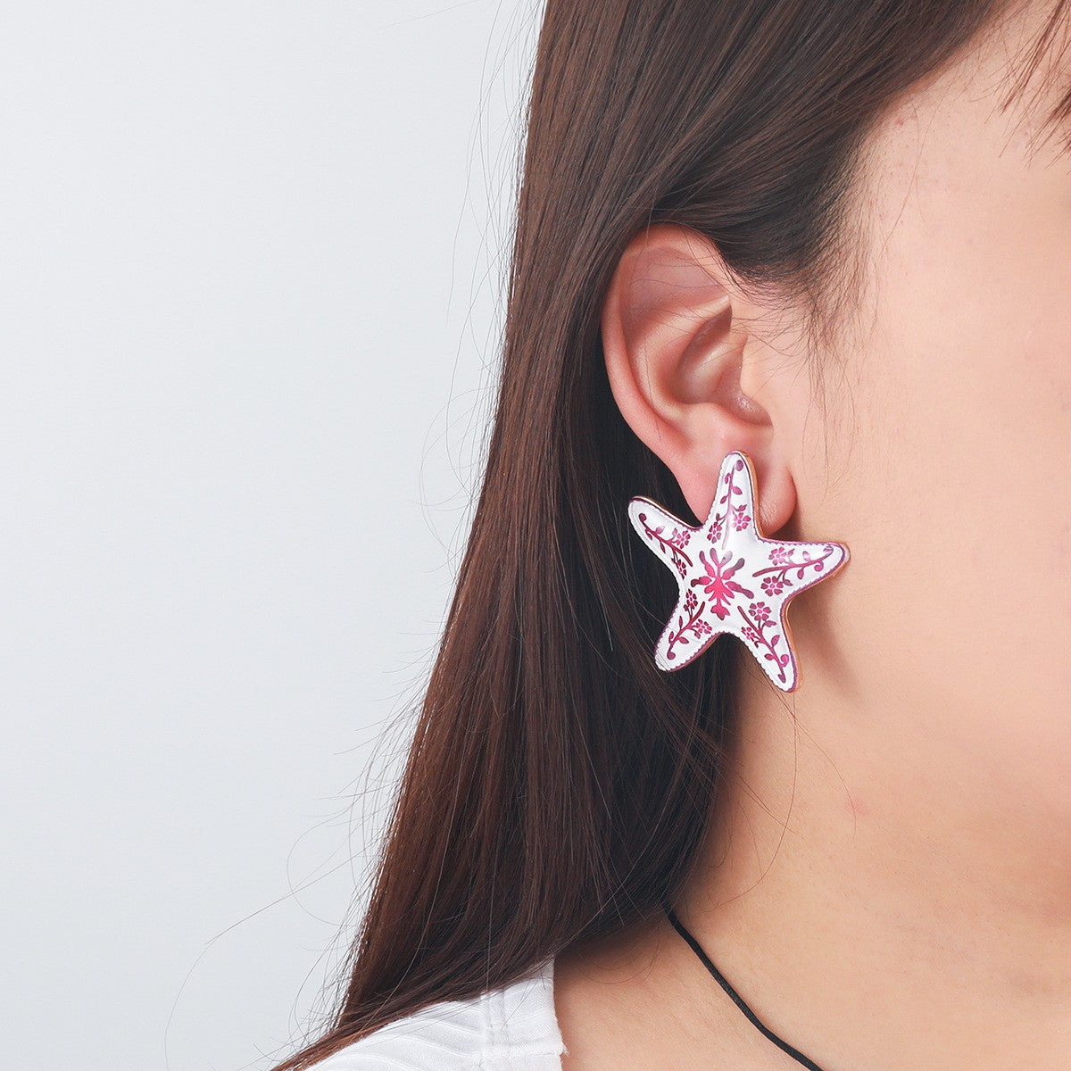 Fashion Unique Painted Flower Starfish Stud Earrings