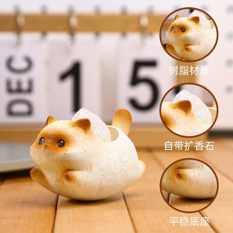 Resin Cat Crystal Ornaments Raw Stone Blind Box