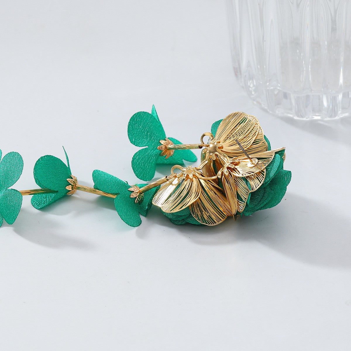 Chiffon Flowers Tassel Earrings Vacation Style Sweet Drop Earring