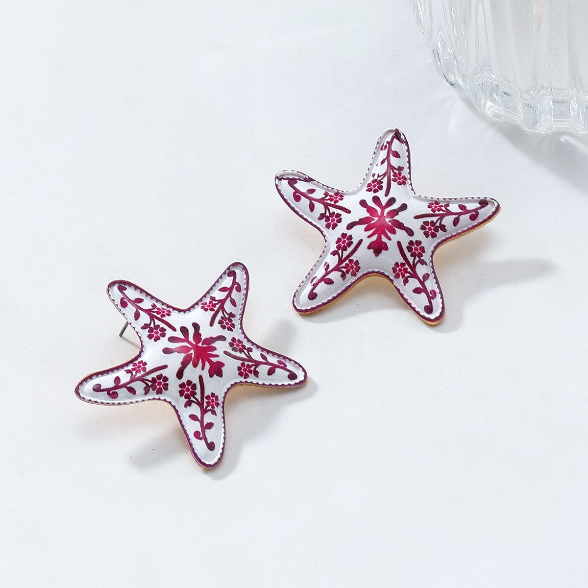 Fashion Unique Painted Flower Starfish Stud Earrings