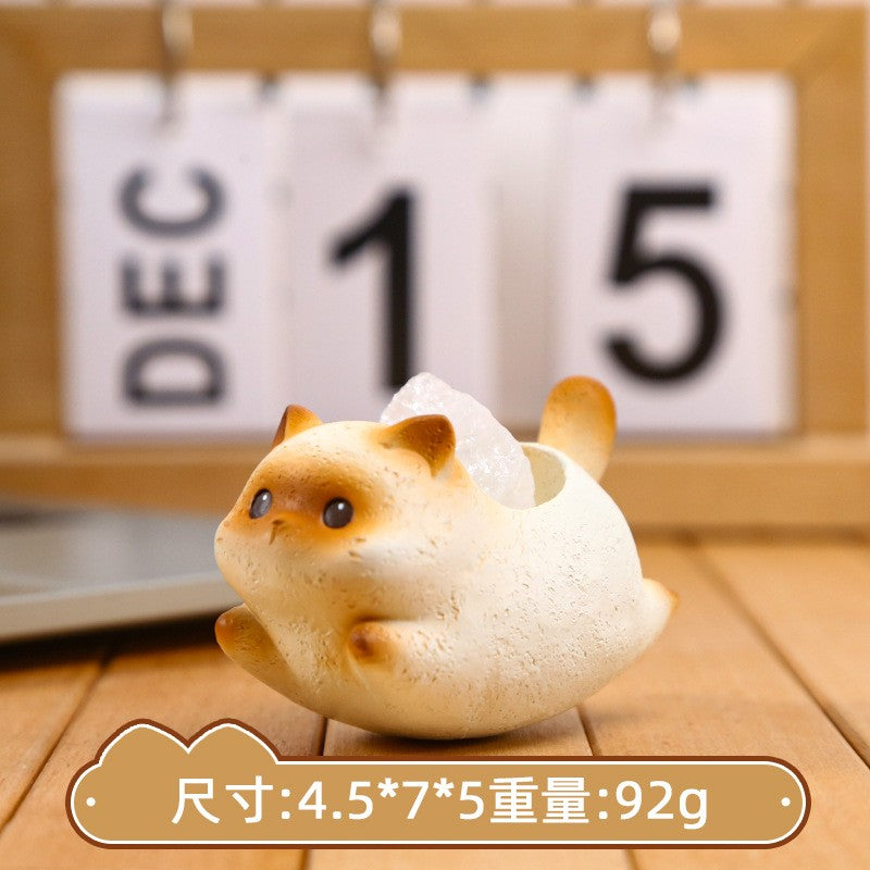 Resin Cat Crystal Ornaments Raw Stone Blind Box