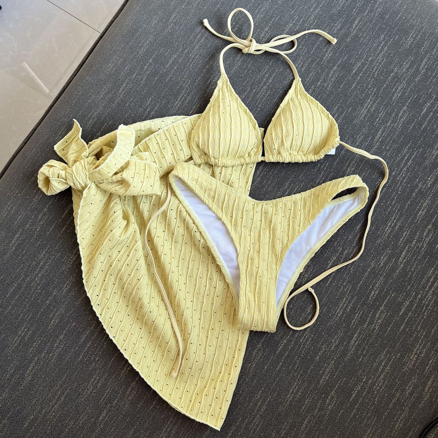 Cover Up Halter Micro 3 Piece Bikini Set