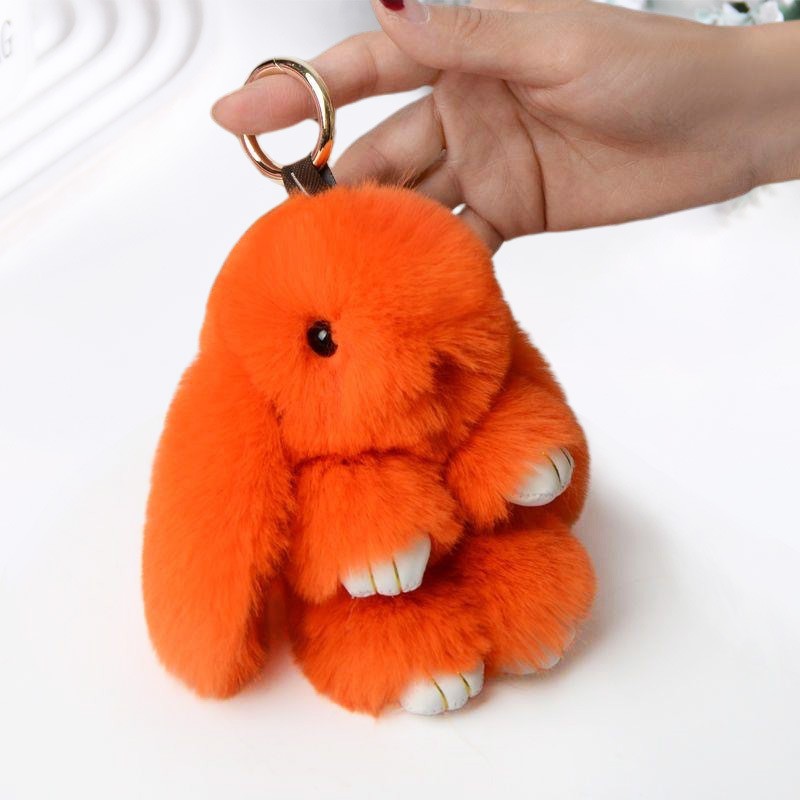 Fluffy Rabbit Fur Pompon Bunny Keychain