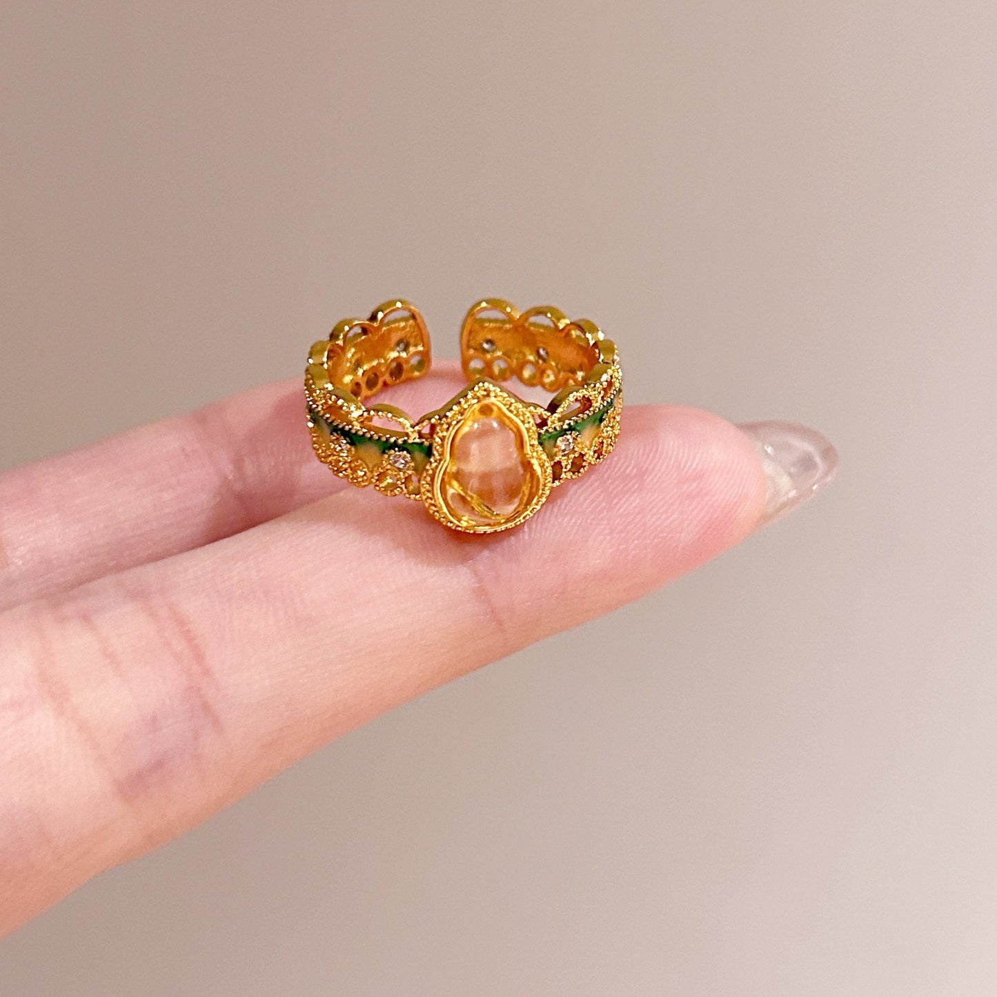 Fashion Gold Plated Butterfly Flower Finger Ring Birthday Gifts